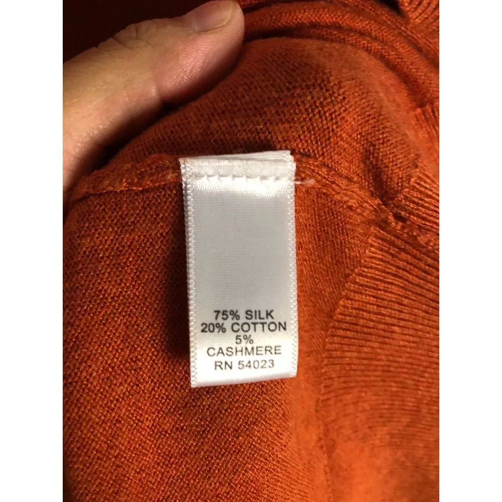 Banana Republic‎ Luxury Blend Men's Long Sleeve Sweater Size L Orange Silk Blend
